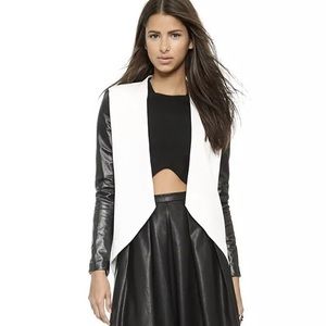 Blaque Label Leather Sleeve White Blazer SZ L